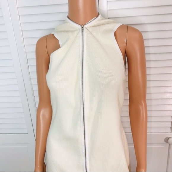 RAG & BONE Vivienne Ribbed Ivory Zip Dress Size Large - Picture 5 of 12